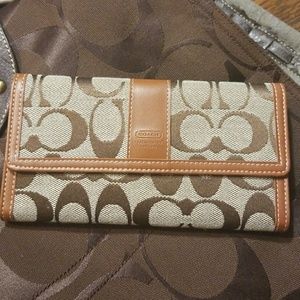 Brown and Tan ex large Coach Wallet